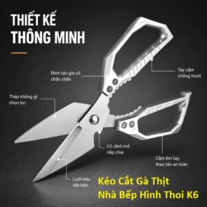 Kéo Cắt Gà Thịt Nhà Bếp Hình Thoi K6. KSWT