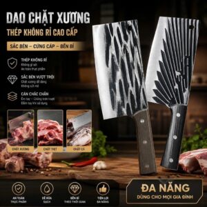 Dao Chặt Xương Vân Sọc Tia Cán Gỗ D7A1. DP
