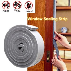 Cuộn ron gioăng mút xốp dán khe khung cửa cách âm giảm chấn chống bụi 1x1.6cm dài 5M. (KSWT)