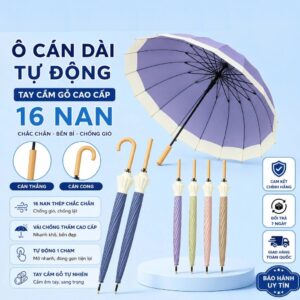 Ô Cầm Tay Cán Dài 16 Nan Mở Tự Động Bela Cán Thẳng. KSWT