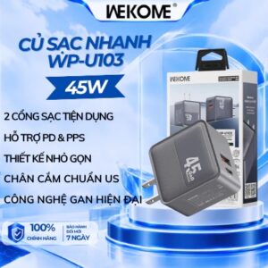 Cốc, Củ sạc nhanh 35W Wekome WP-U103 2 cổng (A+C). BP