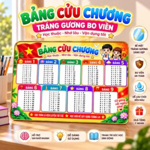 Bảng Cửu Chương Tráng Gương Dễ Dàng Viết Xóa 20x30cm. GDN/KSWT