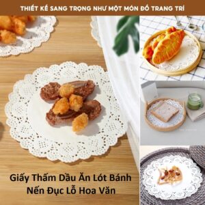 Set 30 Giấy Thấm Dầu Ăn Lót Bánh Nến Hoa Văn. (GDN)