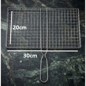 Vỉ Kẹp Vuông Nướng Thịt BBQ Inox 30x20cm. G.mi