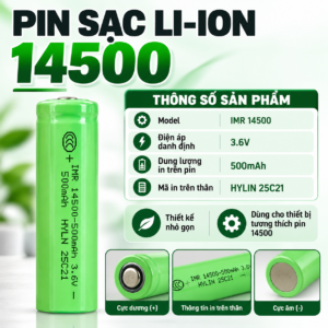 Pin sạc Li-Ion lithium 14500 500mah đầu nhọn