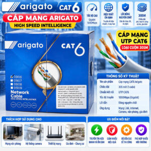 Cuộn cáp mạng cat 6 ARIGATO 0906 Cuộn 305M. HTP (Hàng đặt trong ngày)