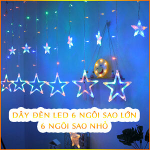 Dây đèn 6 Sao Lớn + 6 Sao Nhỏ Sáng 7 Màu. DP