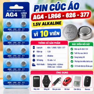 Pin Cúc Áo 1.5V AG4, LR66, 626, 377 ( Vỉ 10 Viên)