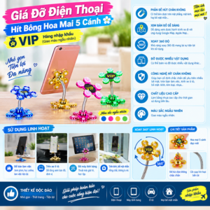 Giá Đỡ Điện Thoại Hít Bông Hoa Mai 5 Cánh VIP. DP