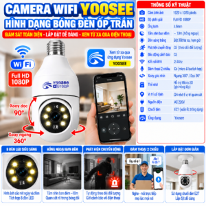 Camera Wifi Yoosee HK211, 2209 Gắn Đui Bóng Đèn , 8 Led. SGPK