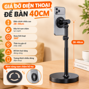 Giá Đỡ Kẹp Điện Thoại đầu hít nam châm cao 28-40cm