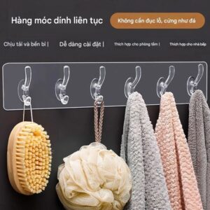 Thanh Treo Dán Tường Trong Suốt 6 Móc. K.Châu