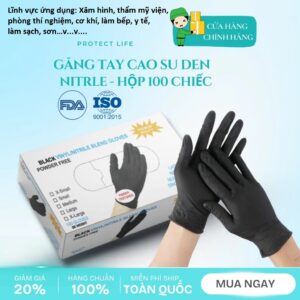 Hộp 100 chiếc Găng Tay Cao Su Không Bột Đen. KSWT